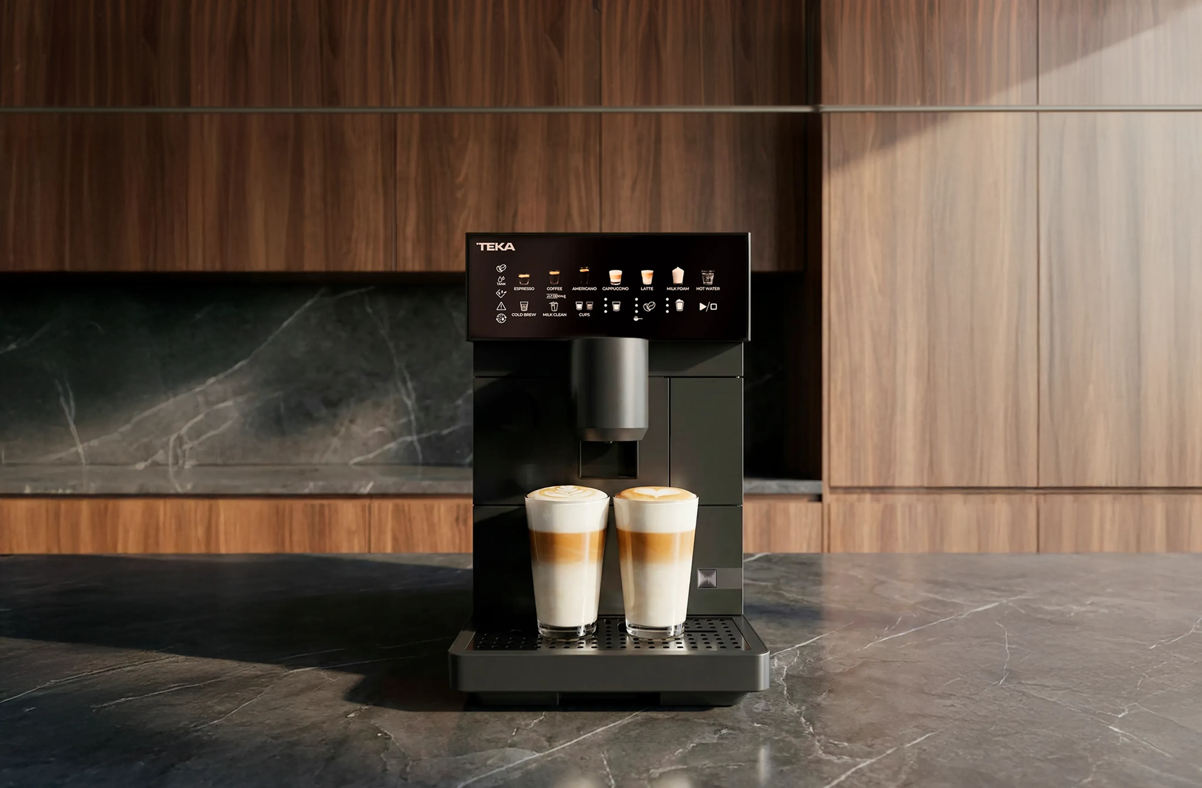 Ekspres do kawy TEKA Barista Series w ekskluzywnym wnętrzu kuchennym